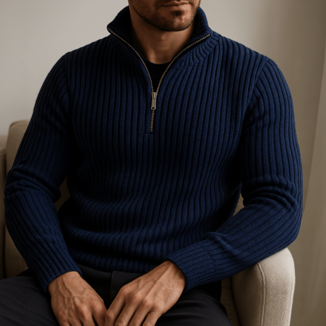 Strada Shaker Quarter Zip Sweater