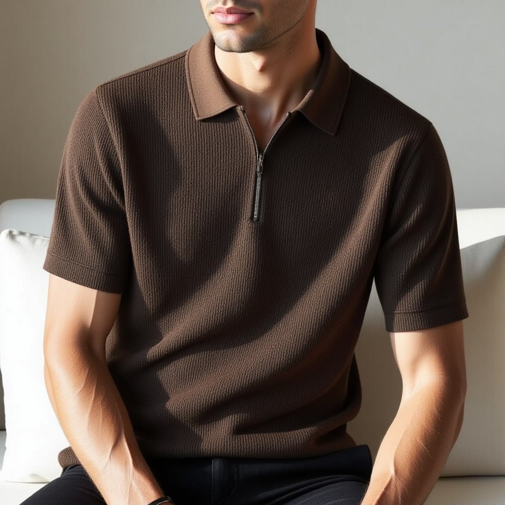 Gio French Knit Polo - Light Gray