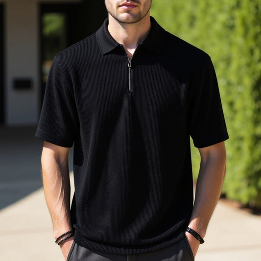 Gio French Knit Polo - Black