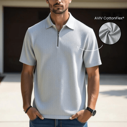 Gio French Knit Polo - Light Gray