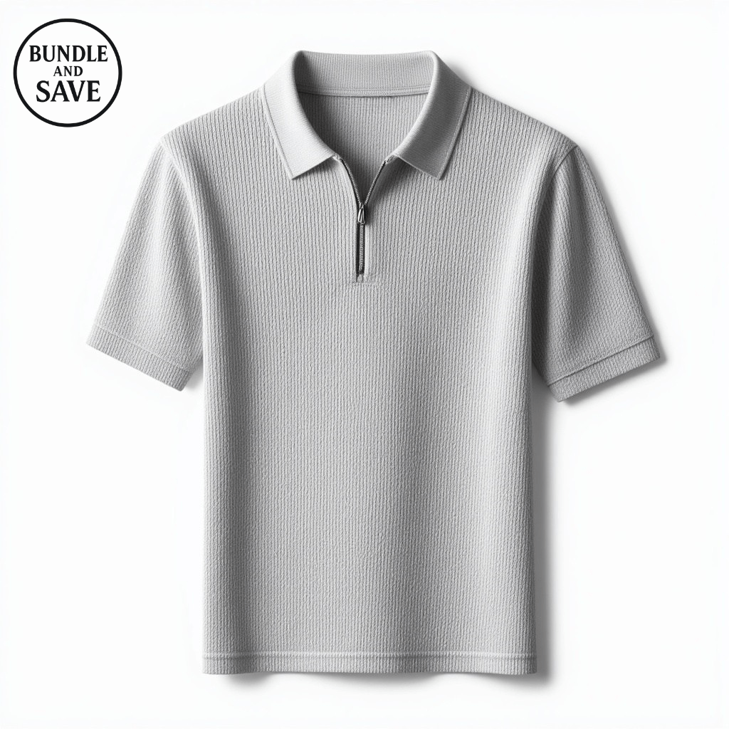 Gio French Knit Polo - Light Gray
