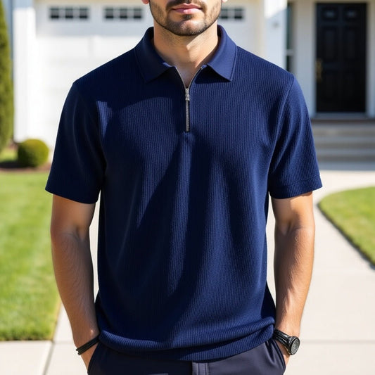 Gio French Knit Polo - Blue