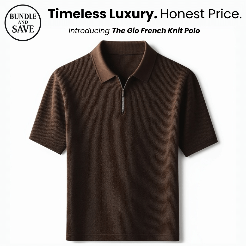 Gio French Knit Polo - Light Gray