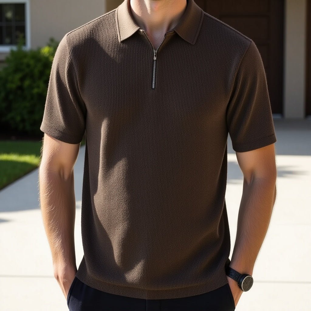 Gio French Knit Polo - Light Gray